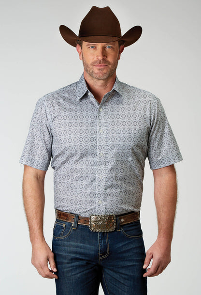 Roper Men's Short Sleeve Button Silver Medallion Western Shirt (03-002-0326-2026 GY)