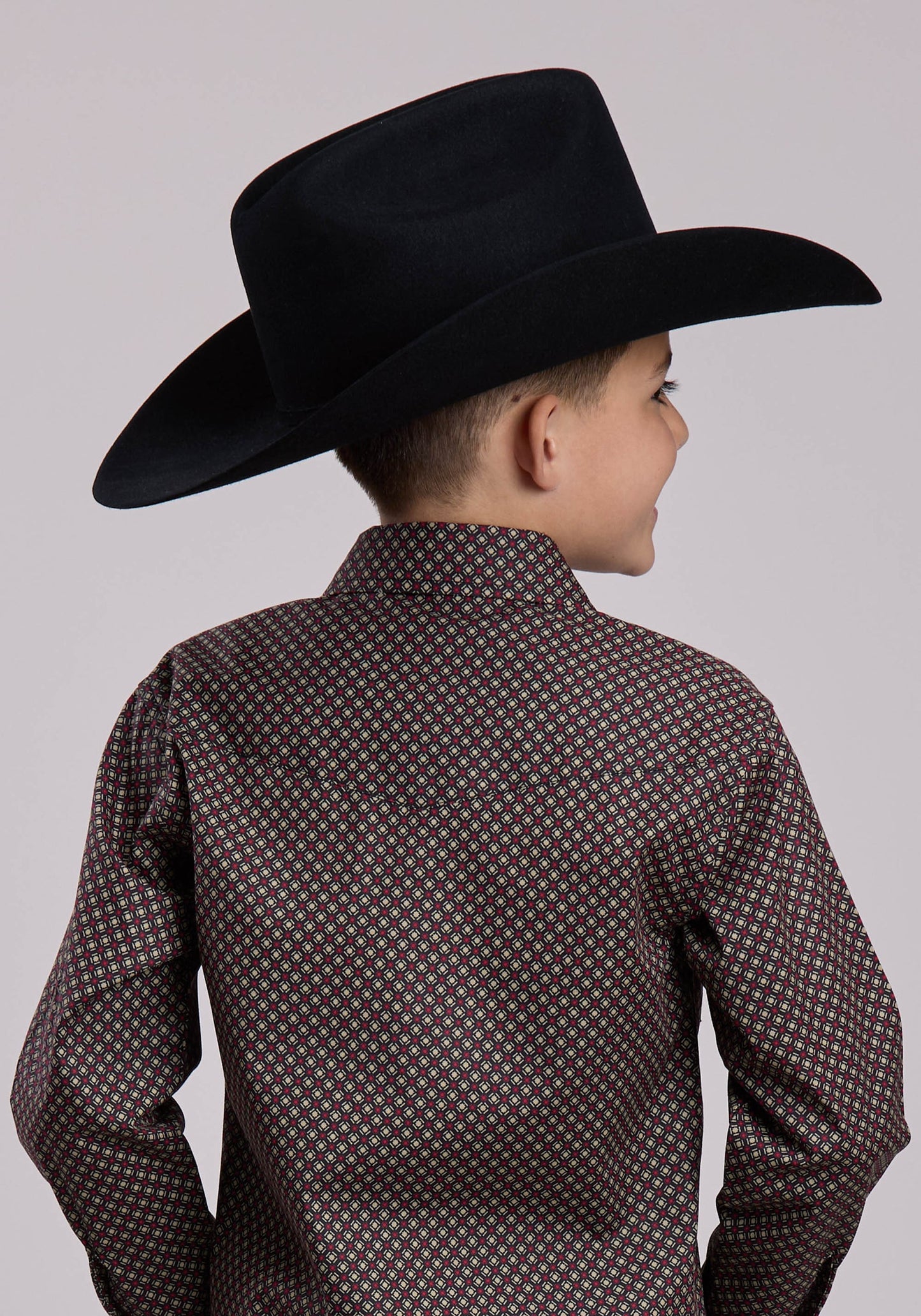Roper Boys Long Sleeve Snap Red Star Geo Western Shirt (03-030-0225-1019 BL)