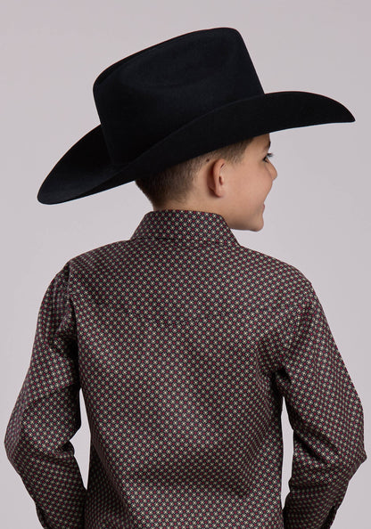 Roper Boys Long Sleeve Snap Red Star Geo Western Shirt (03-030-0225-1019 BL)