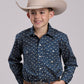 Roper Boys Long Sleeve Snap Stretch Poplin Paisley Navy Western Shirt (03-030-0225-1102 BU)