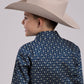 Roper Boys Long Sleeve Snap Stretch Poplin Paisley Navy Western Shirt (03-030-0225-1102 BU)