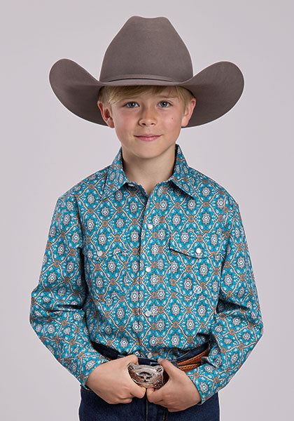 Camisa de manga larga Roper Vintage Ornate Paisley para niños 3-30-225-2037 BU