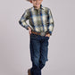 Roper Boys Long Sleeve Snap Evergreen Plaid Western Shirt (03-030-0278-1057 MU)