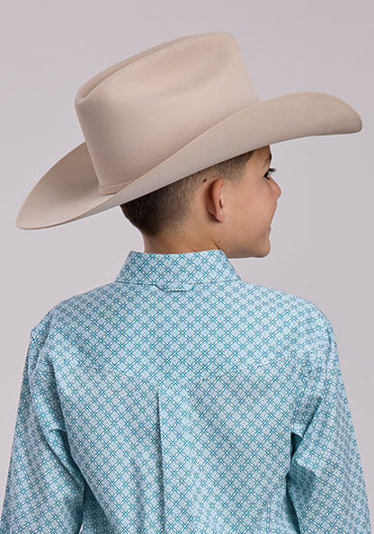 Roper Boy's Stretch Four Point Foulard Long Sleeve Button Western Shirt (03-030-0325-2105 GR)