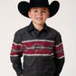 Roper Boy's Long Sleeve Snap Aztec Border Western Shirt (03-030-0431-0107 BL)