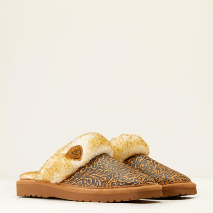 Pantuflas Ariat Jackie Exotic con punta cuadrada y relieve para mujer (#3796-200 Marrón)