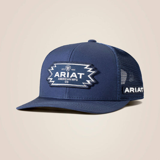 Gorra Ariat con parche del logotipo azteca para hombre (A300081203 Azul)