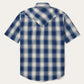 Camisa vaquera Stetson para hombre, azul degradado a cuadros, manga corta (11-002-0478-2040 BU)