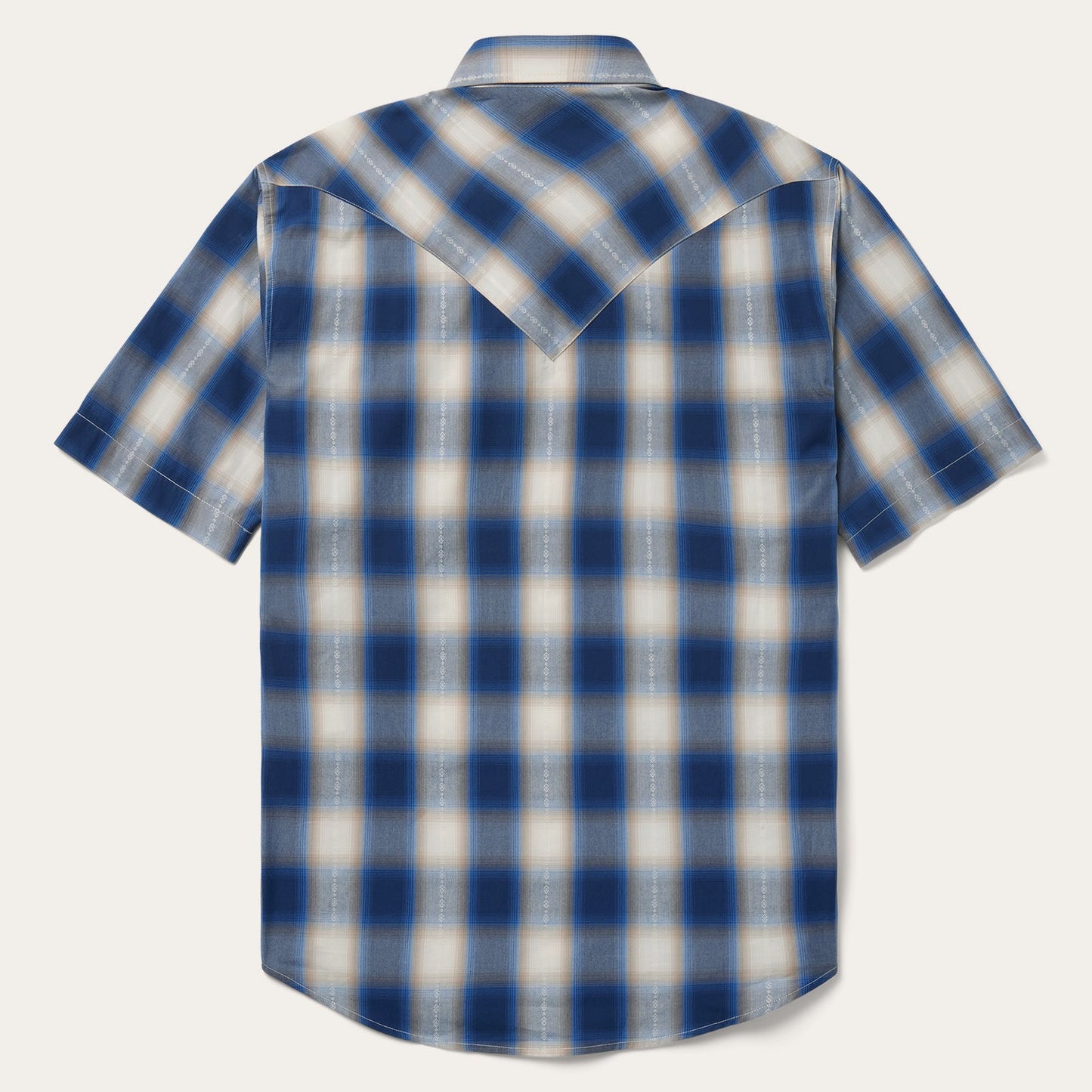 Camisa vaquera Stetson para hombre, azul degradado a cuadros, manga corta (11-002-0478-2040 BU)
