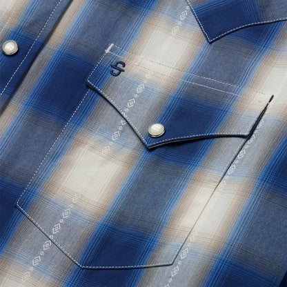 Stetson Men's Blue Ombre Plaid Western Shirt (11-001-0478-2040 BU)