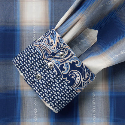 Stetson Men's Blue Ombre Plaid Western Shirt (11-001-0478-2040 BU)