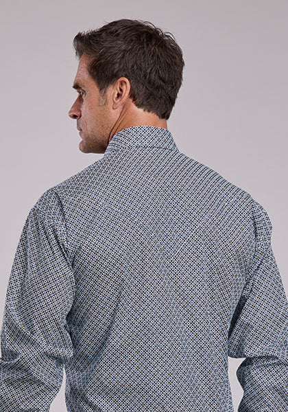 Stetson Navy Geo Print Mens L/S Shirt (11-01-425-2008 BU)