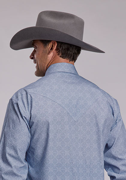 Stetson Steel Blue Filigree Mens L/S Shirt (11-01-425-6055 BU)