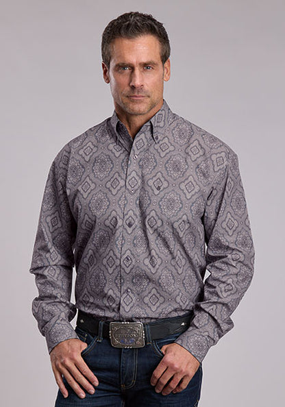Stetson Grey Medallion Paisley Mens L/S Shirt (11-01-526-6056 GY)
