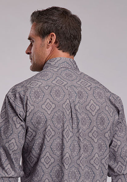 Stetson Grey Medallion Paisley Mens L/S Shirt (11-01-526-6056 GY)