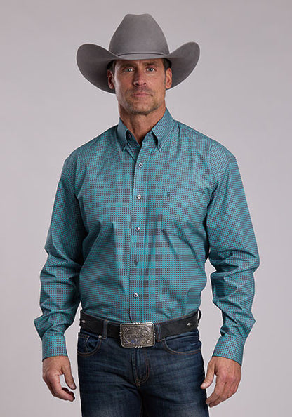 Stetson Turquoise Geo Mens L/S Shirt (11-01-526-6058 GR)