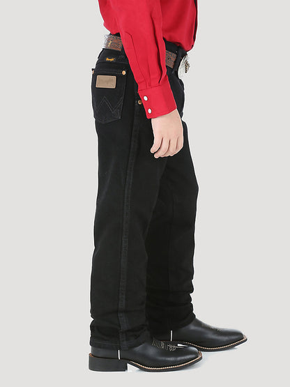 Vaqueros Wrangler de corte vaquero con ajuste original para niño (13MWJBK / Negro)