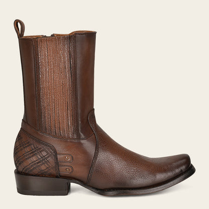 Cuadra Men's Hand-Painted with Laser Cut Detail Brown Leather Boots (CU406/1J1VRS - Res Pitbull Miel)