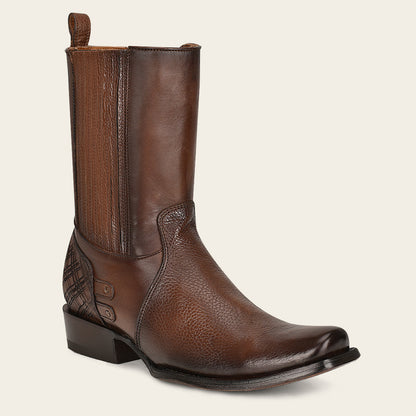 Cuadra Men's Hand-Painted with Laser Cut Detail Brown Leather Boots (CU406/1J1VRS - Res Pitbull Miel)