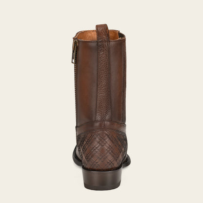 Cuadra Men's Hand-Painted with Laser Cut Detail Brown Leather Boots (CU406/1J1VRS - Res Pitbull Miel)