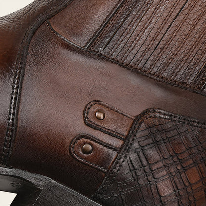 Cuadra Men's Hand-Painted with Laser Cut Detail Brown Leather Boots (CU406/1J1VRS - Res Pitbull Miel)