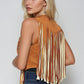 Wisteria Lane Women's Fringed Vest (W6408JIA - Camel/Cream)