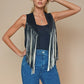 Wisteria Lane Women's Fringed Vest (W6408JIA - Black/Cream)