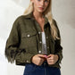 Wisteria Lane Women's Fringed Faux Suede Shirt Jacket (W6316JIA - Olive)