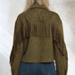 Wisteria Lane Women's Fringed Faux Suede Shirt Jacket (W6316JIA - Olive)