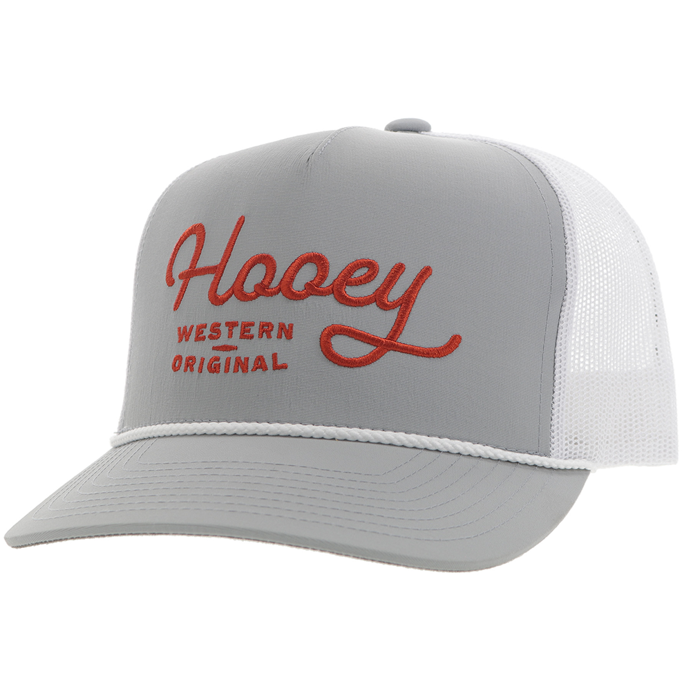Gorra Hooey "OG" para hombre, gris/blanca con costuras naranjas (2460T-GYWH)