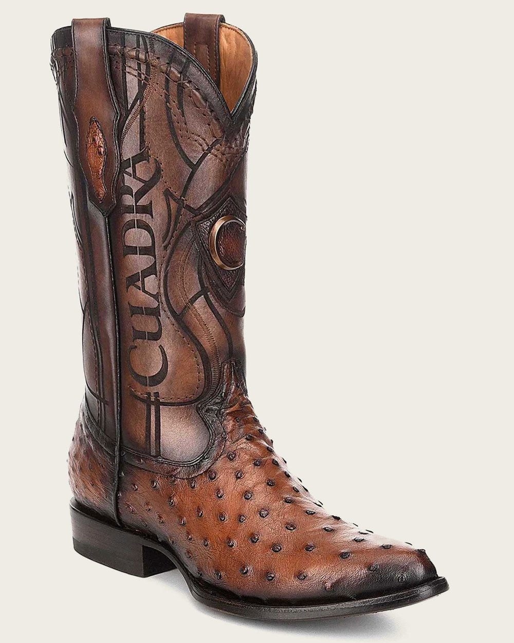 Cuadra Men's Engraved Brown Ostrich Western Boots (CU681/2C1NA1 - Brown)