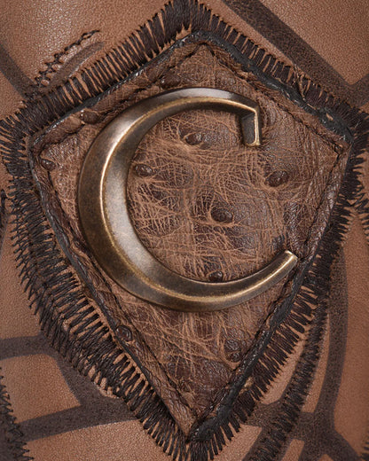 Cuadra Men's Engraved Honey Ostrich Western Boots (CU744/3Z2LA1 - Lugano Brown Ostrich)