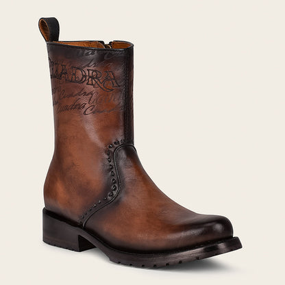 Cuadra Men's Brown Dress Boots Embroidery and Engraved on Leather (CU625/4D15RS - Brown)