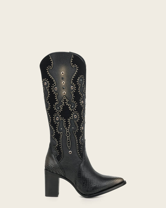 Cuadra Women's Tall Black Exotic Western Style Boot (CU869/4I14PH Black)
