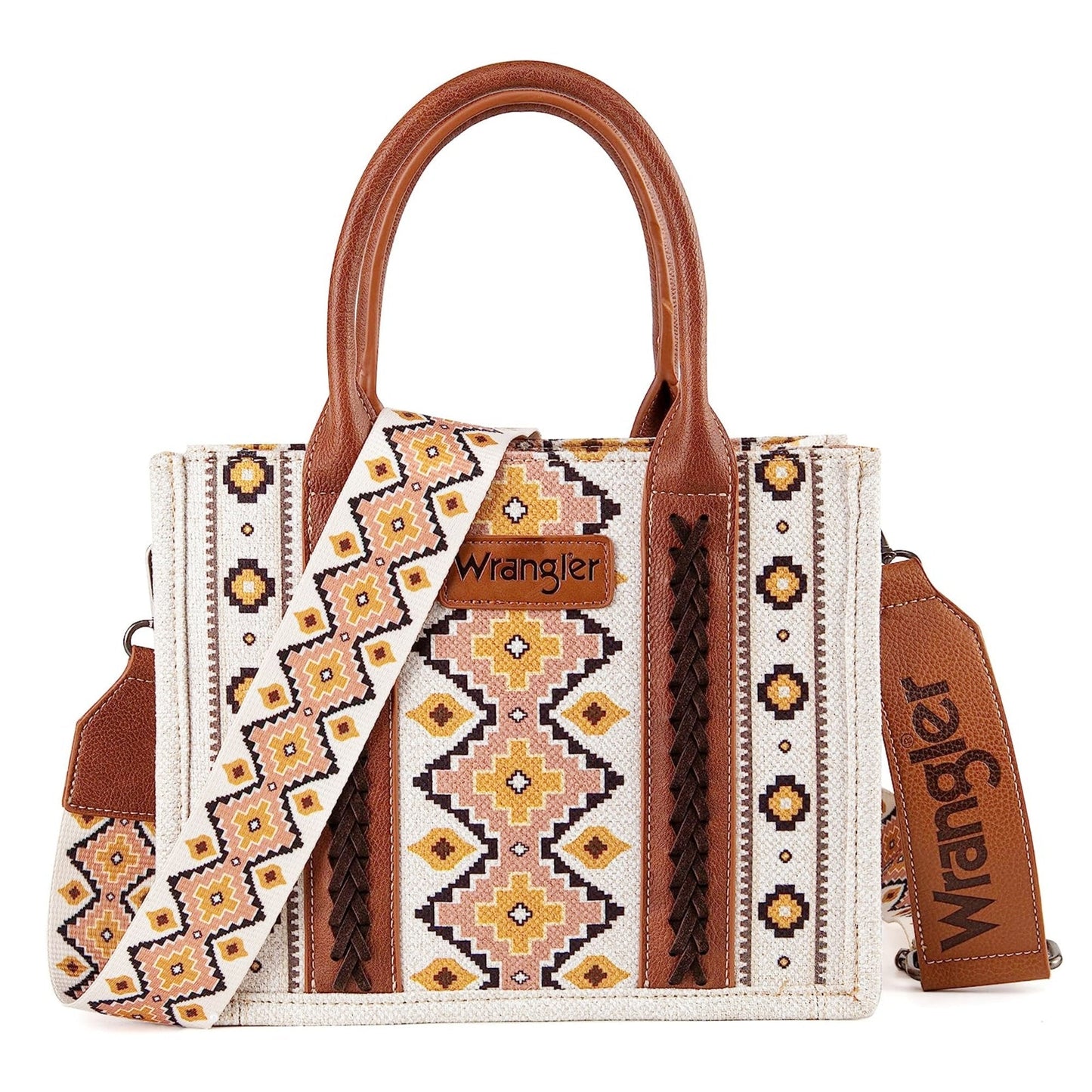 Wrangler Southwestern Print Small Canvas Tote/Crossbody (WG2202-8120SCF / Coffee)
