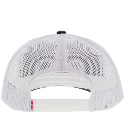Gorra Hooey Punchy para hombre, azul marino/blanco con logo rojo y blanco, snapback (5030T-NVWH)