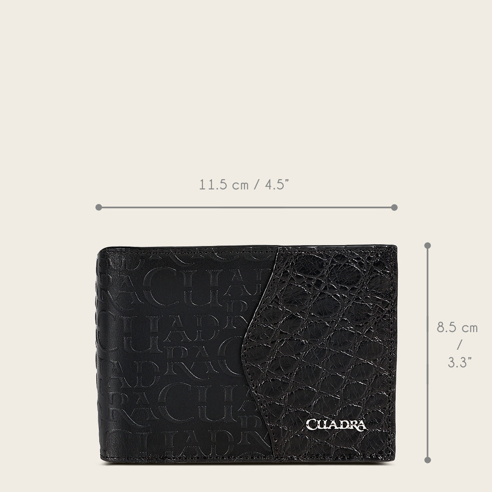 Cuadra Black Bifold Exotic Wallet (BC027AL/DU618 - Black Alligator Wallet)