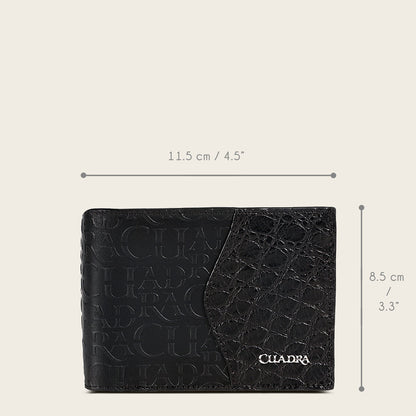 Cuadra Black Bifold Exotic Wallet (BC027AL/DU618 - Black Alligator Wallet)