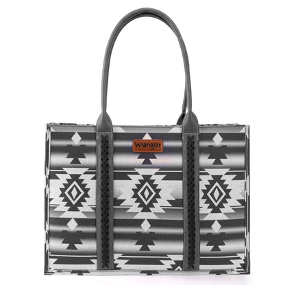 Wrangler Southwestern Print Canvas Wide Tote Bag (WG2203A-8119BK)