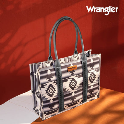 Wrangler Southwestern Print Canvas Wide Tote Bag (WG2203A-8119BK)