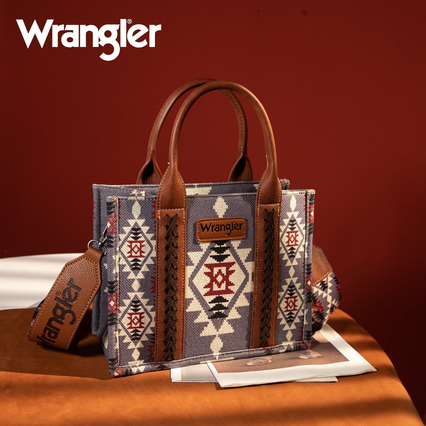 Wrangler Southwestern Print Small Canvas Tote/Crossbody Bag (WG22023-8120SLV)