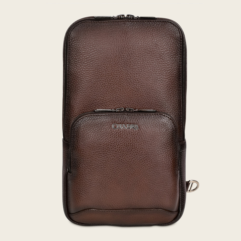 Cuadra Men's Luxury Brown Deer Leather Crossbody Messenger Bag (DU486/BO462VE Brown)