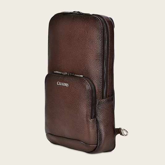 Cuadra Men's Luxury Brown Deer Leather Crossbody Messenger Bag (DU486/BO462VE Brown)