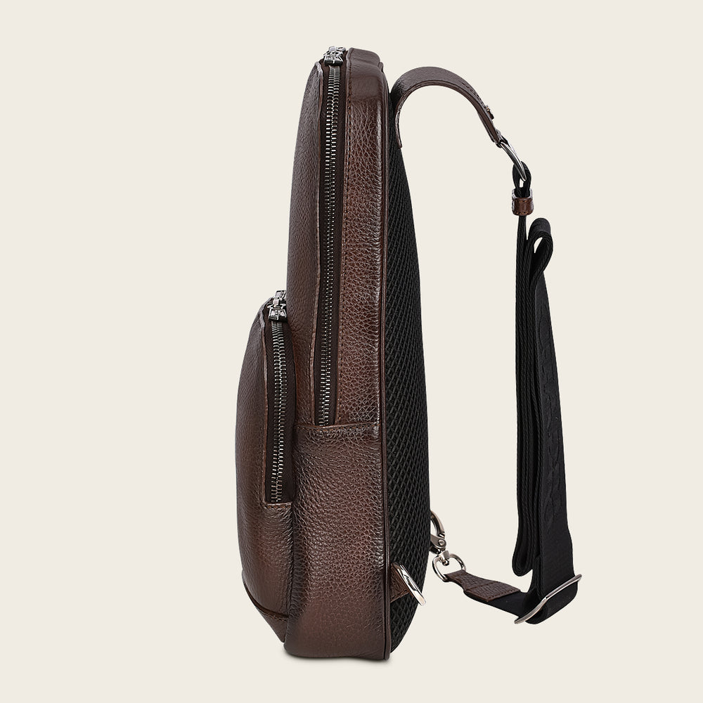 Cuadra Men's Luxury Brown Deer Leather Crossbody Messenger Bag (DU486/BO462VE Brown)