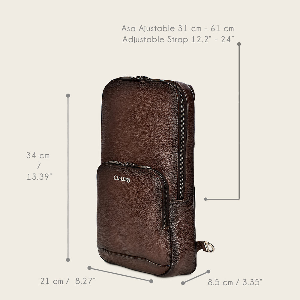 Cuadra Men's Luxury Brown Deer Leather Crossbody Messenger Bag (DU486/BO462VE Brown)