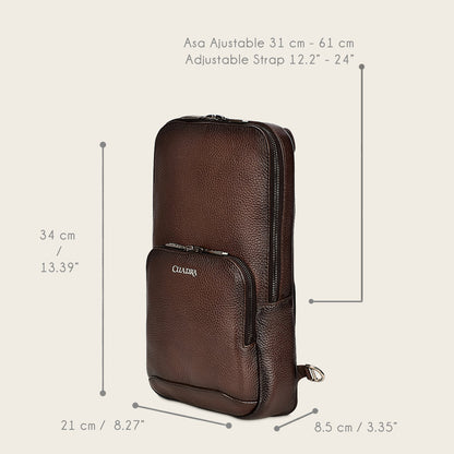Cuadra Men's Luxury Brown Deer Leather Crossbody Messenger Bag (DU486/BO462VE Brown)