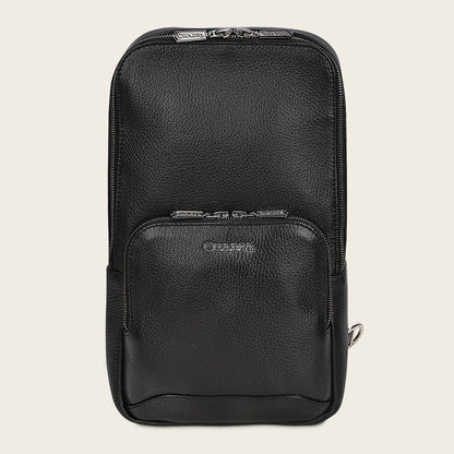 Cuadra Men's Luxury Black Deer Leather Crossbody Messenger Bag (DU485/BO462VE Black)