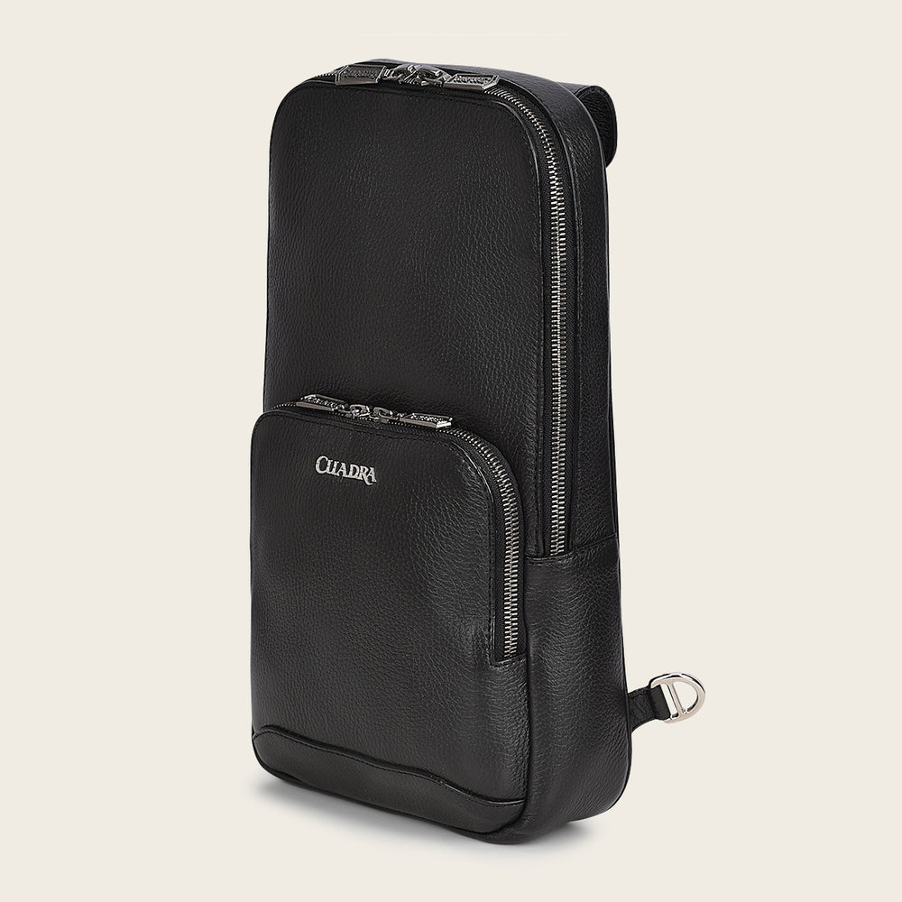 Cuadra Men's Luxury Black Deer Leather Crossbody Messenger Bag (DU485/BO462VE Black)