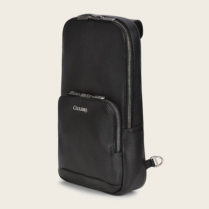 Cuadra Men's Luxury Black Deer Leather Crossbody Messenger Bag (DU485/BO462VE Black)