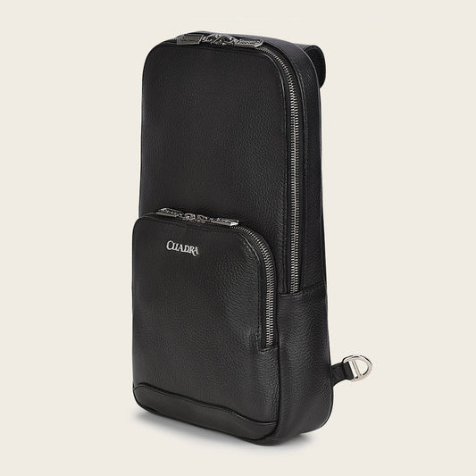 Cuadra Men's Luxury Black Deer Leather Crossbody Messenger Bag (DU485/BO462VE Black)